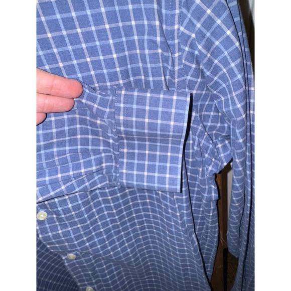 Hart Schaffner Marx Blue Plaid Button Down Long Sleeve Dress Shirt Men's Size L - Picture 3 of 4